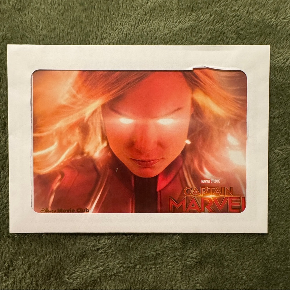 Disney Lithograph Marvel Captain Marvel Card - Red, Gold, Orange Glow